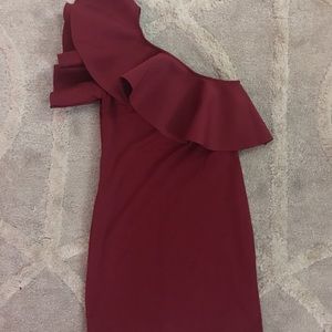 Red Semi-Formal/Formal One Shoulder Dress